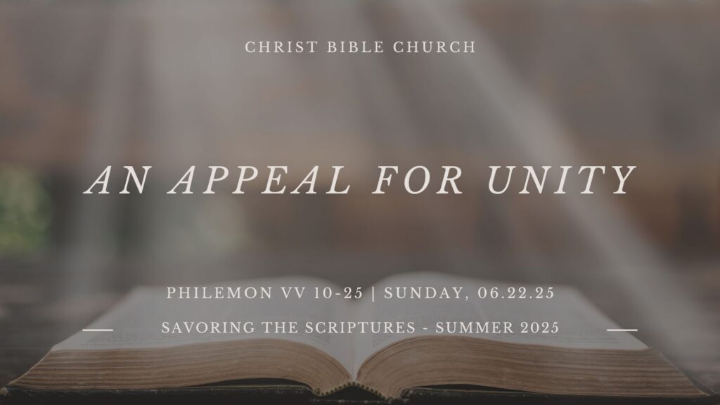 An Appeal for Unity
